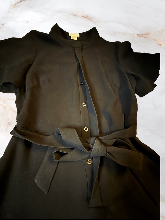 Shoshanna Abelia Crepe Dress Black Tie-Waist Flutter Sleeve Dress - Picture 4 of 6